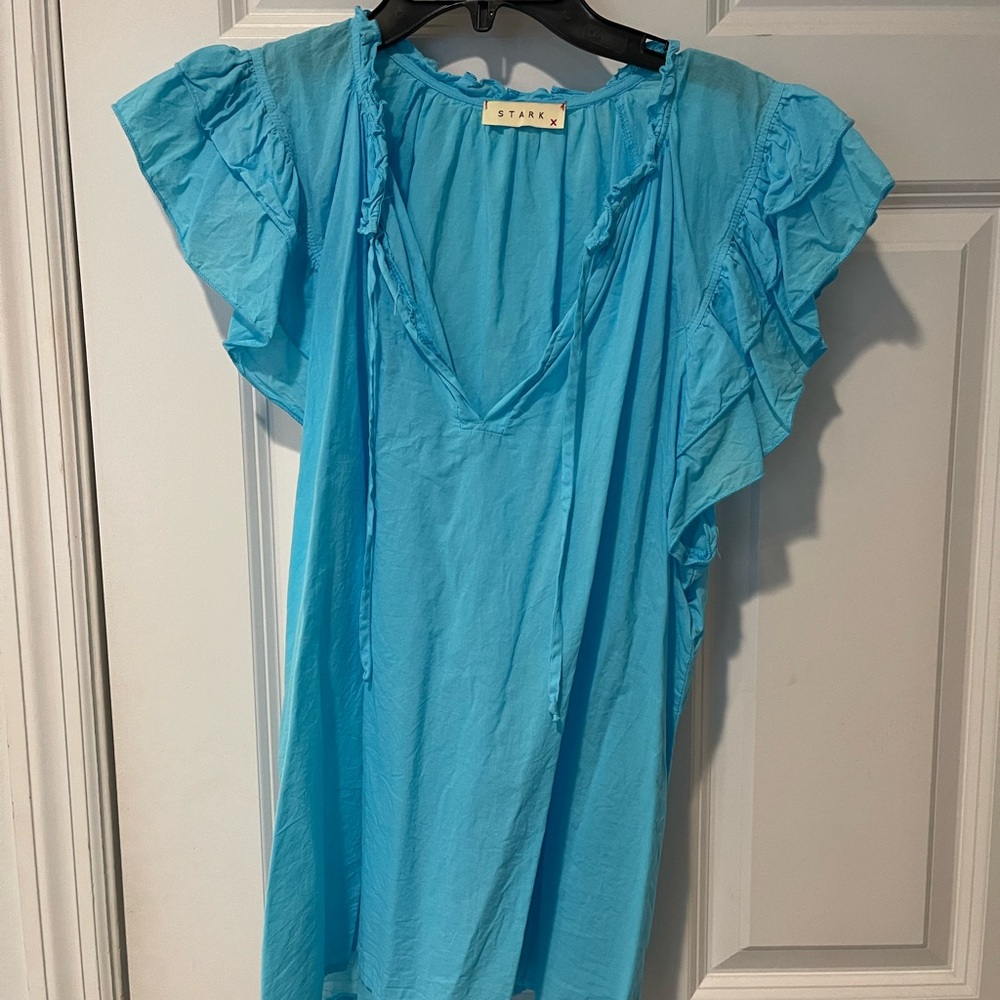 Stark Blue Ruffle Top